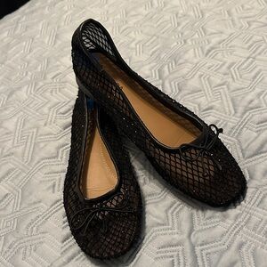 Nautica Black Mesh Flats with Bow